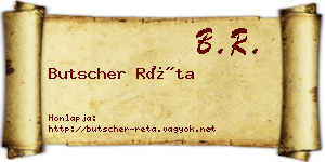 Butscher Réta névjegykártya